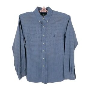Ralph Lauren Classic Fit Men's Blue‎ on Blue Check Long Sleeve Shirt Size 17/XL
